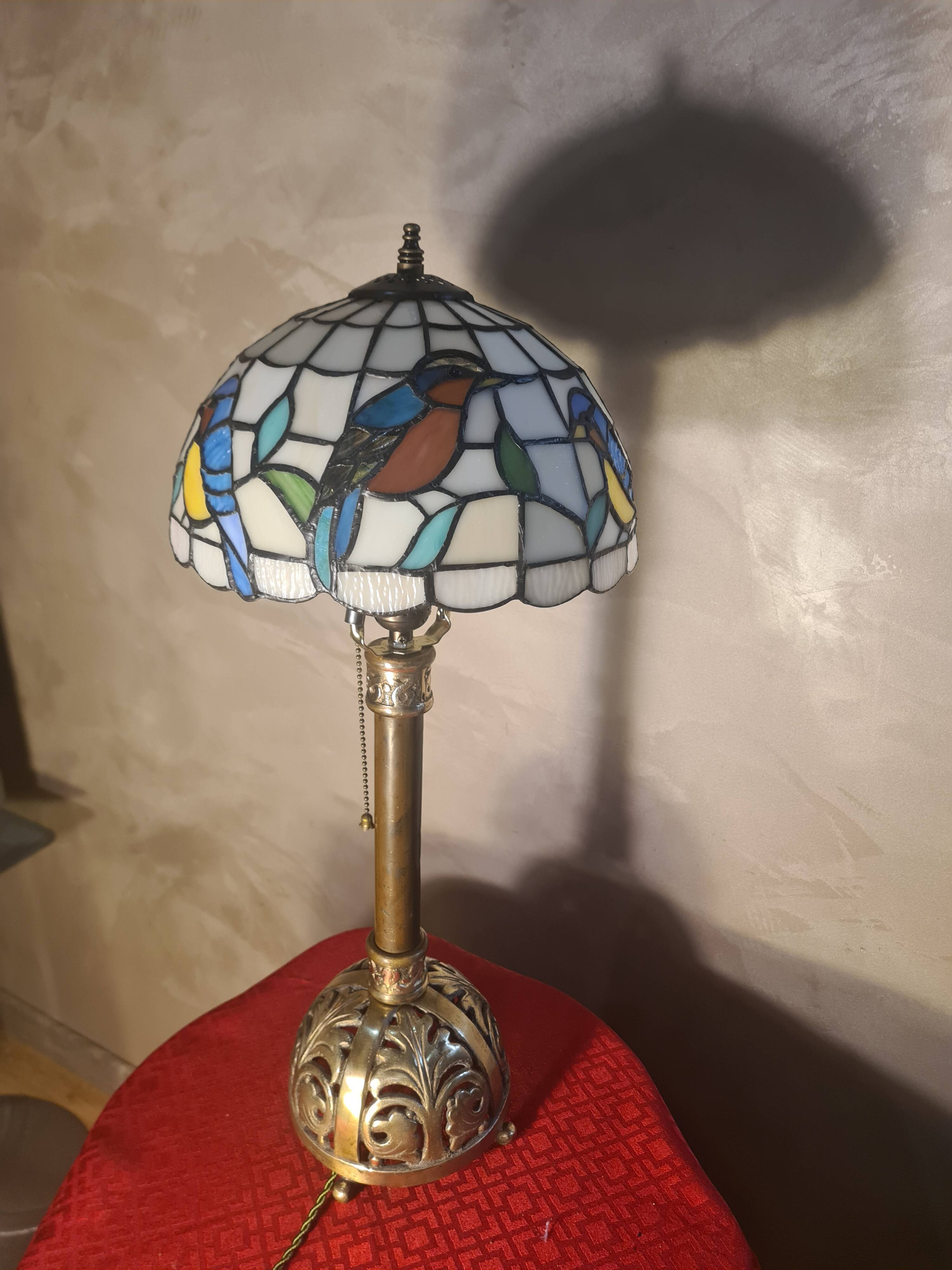 bronze and brass Art Nouveau floor lamp, very old, 60x27 lampshade