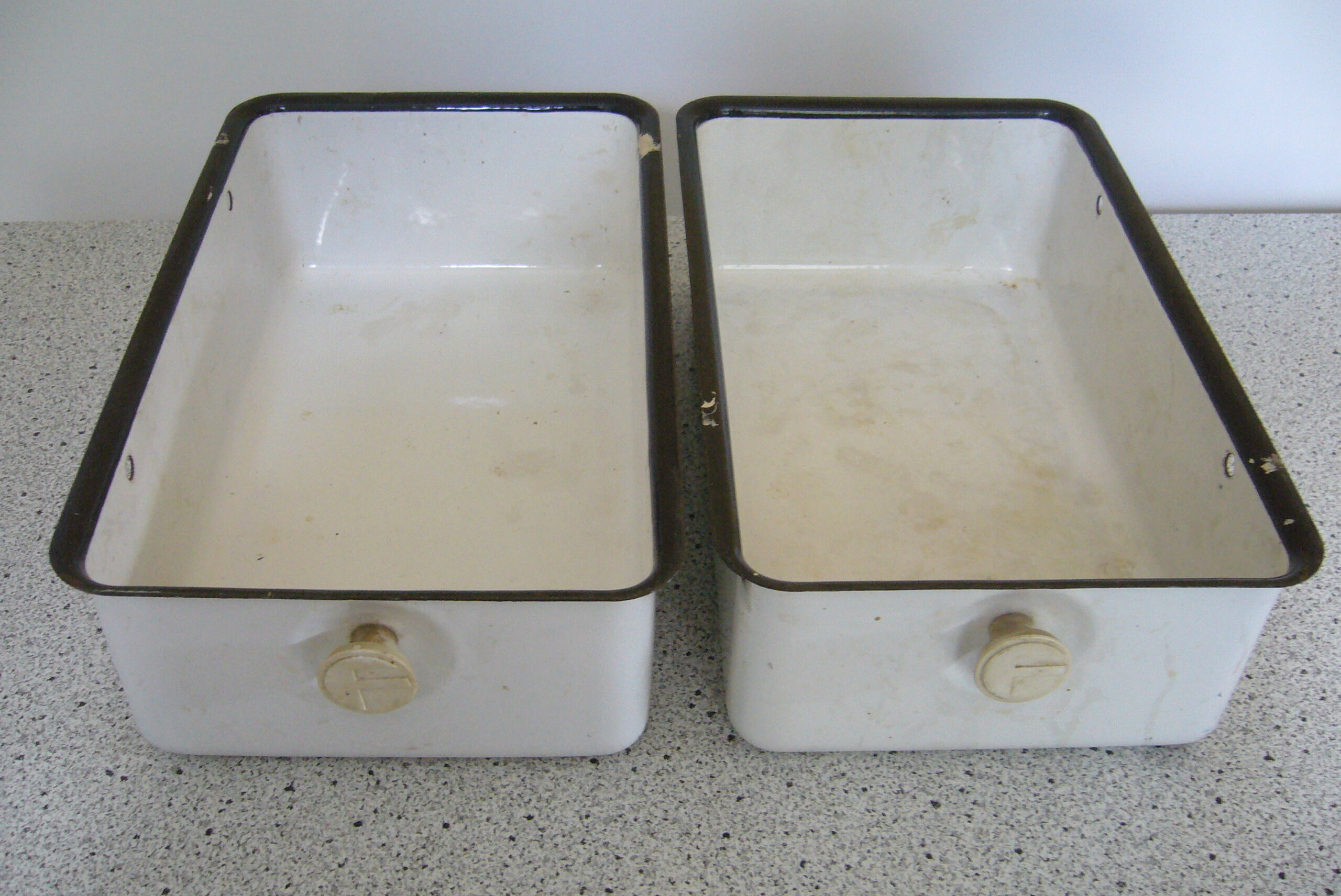 Pair of enamelled tole trays 20/30s
