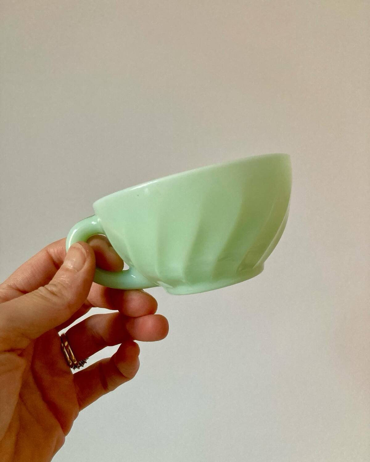 Service à café en opaline vert mint
