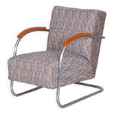 Fauteuil Bauhaus tchèque en chrome et hêtre attribué à Mücke Melder, années 1930