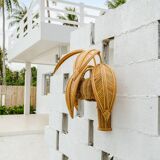 Pair of "coconut/palm" wall lights in rattan
