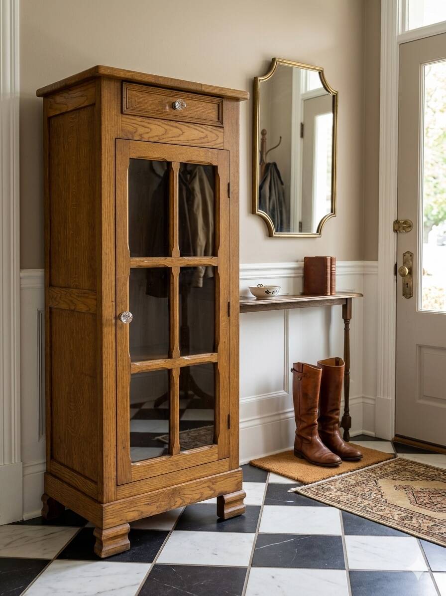 Louis Philippe style antique buffet with glass doors