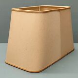 Lamp Le Dauphin black ceramic glazed, wicker canelé, imitation leather havana ~ 70's