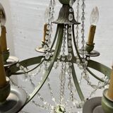 Empire style chandelier with tassels and patinated sheet metal, 20th century