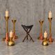 4 x Large / weighty postmodern candles / 1970s / two heights 60 - 70 cm / copper - brass