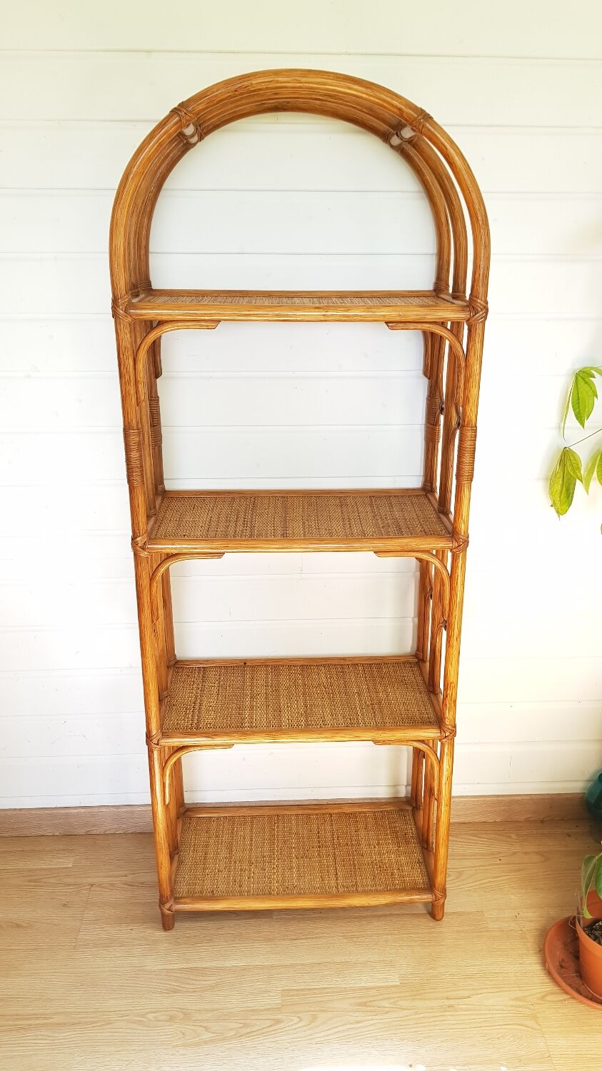 Rattan bookcase shelf