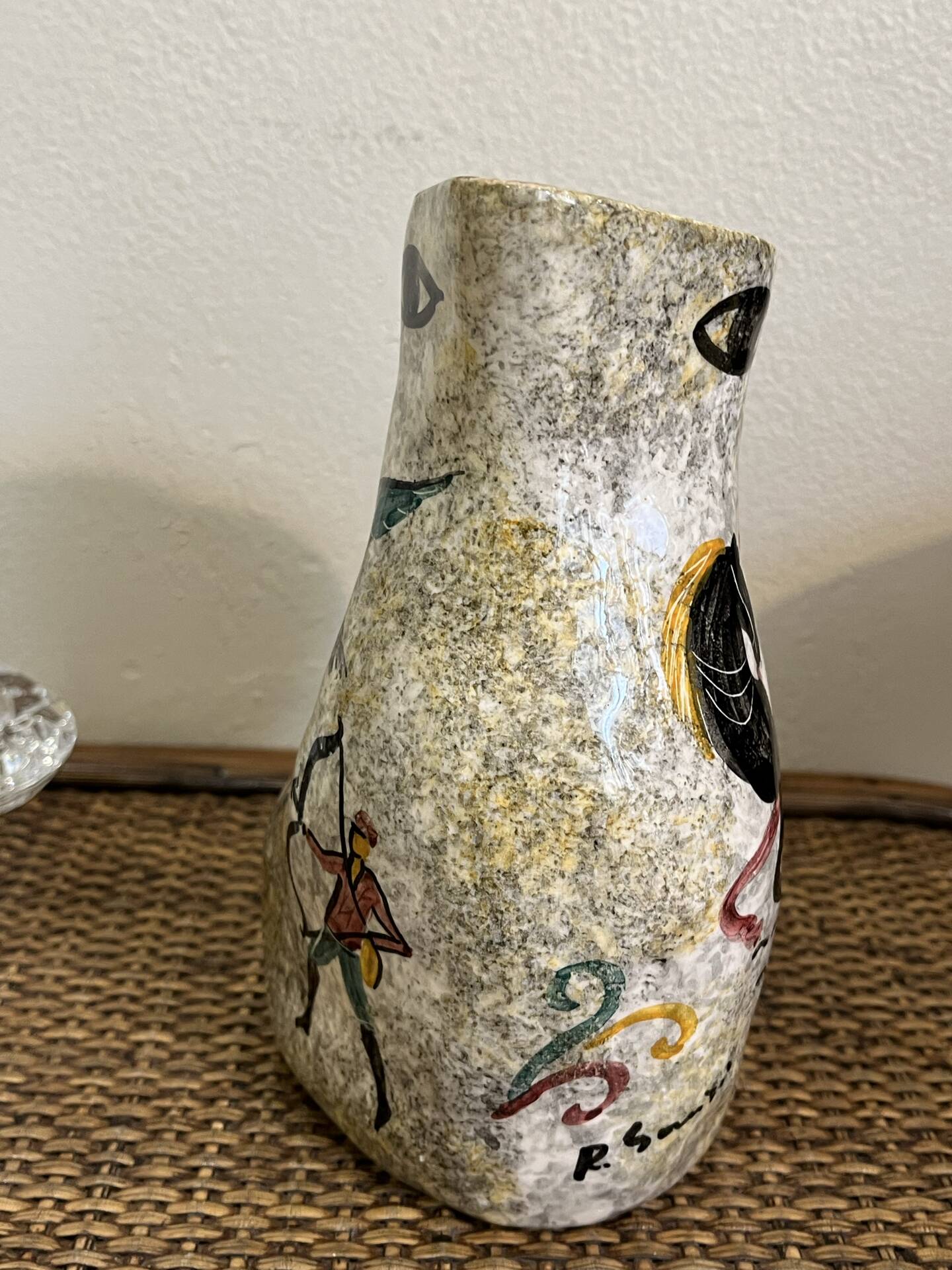 Carafe, jug, pitcher, zoomorphic vase signed R. Santi Vallauris