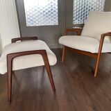 Fauteuil scandinave vintage Ruster avec tabouret du designer suédois Yngve Ekström pour Pastoe, années 60
