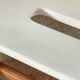 Tabouret vintage en hêtre et peint en blanc