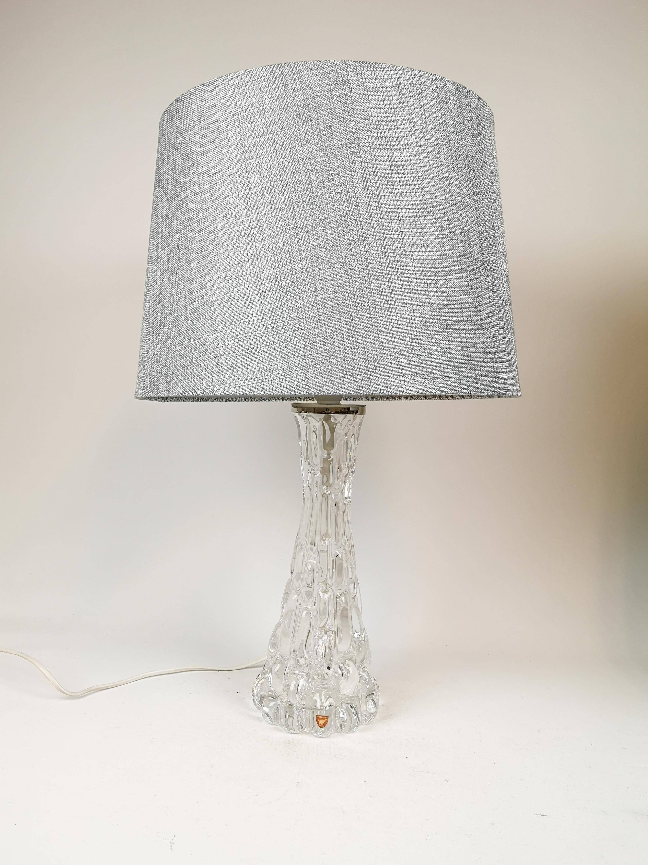Mid-century Swedish crystal table lamps from Orrefors by Carl Fagerlund.