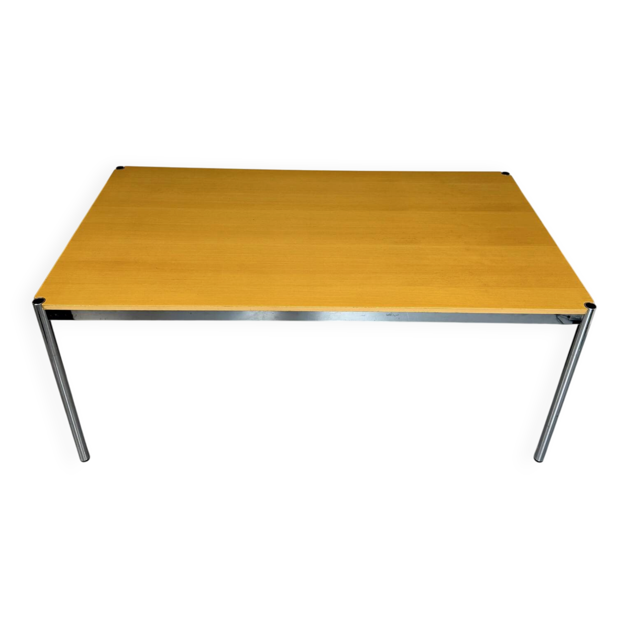 Large table design USM Haller wooden top and chrome structure