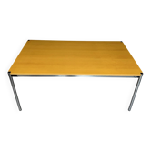 Large table design USM Haller wooden top and chrome structure