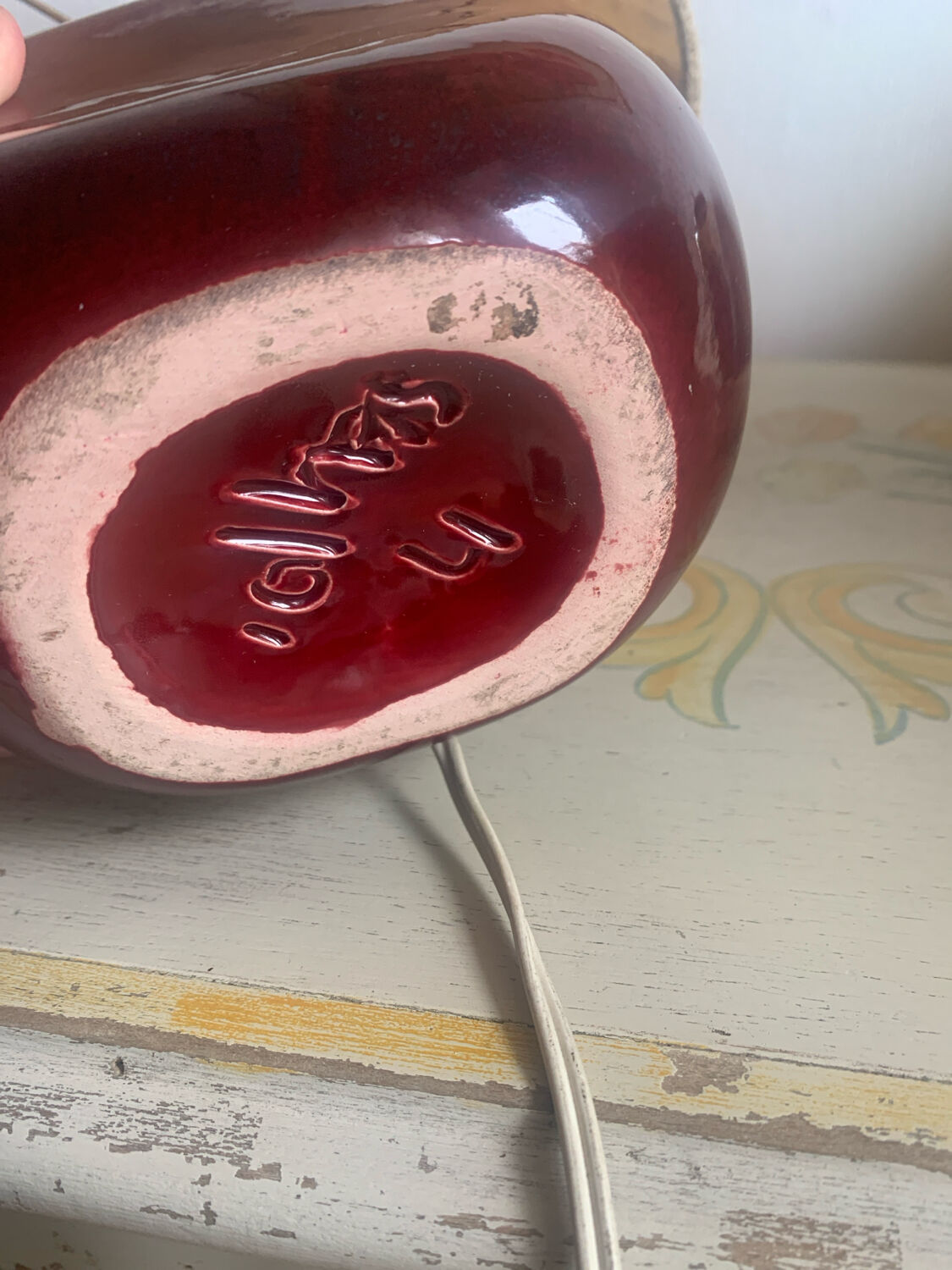 Vallauris Table Lamp Red Ceramic & Shade with F