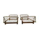 Rattan twin beds