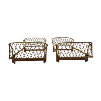 Rattan twin beds