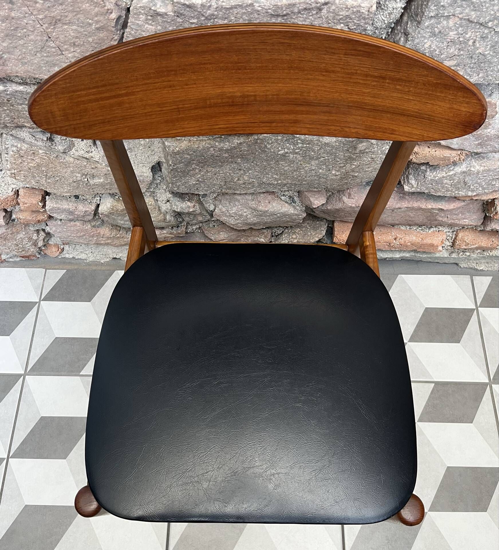 1960s Scandinavian chair in black vinyl
