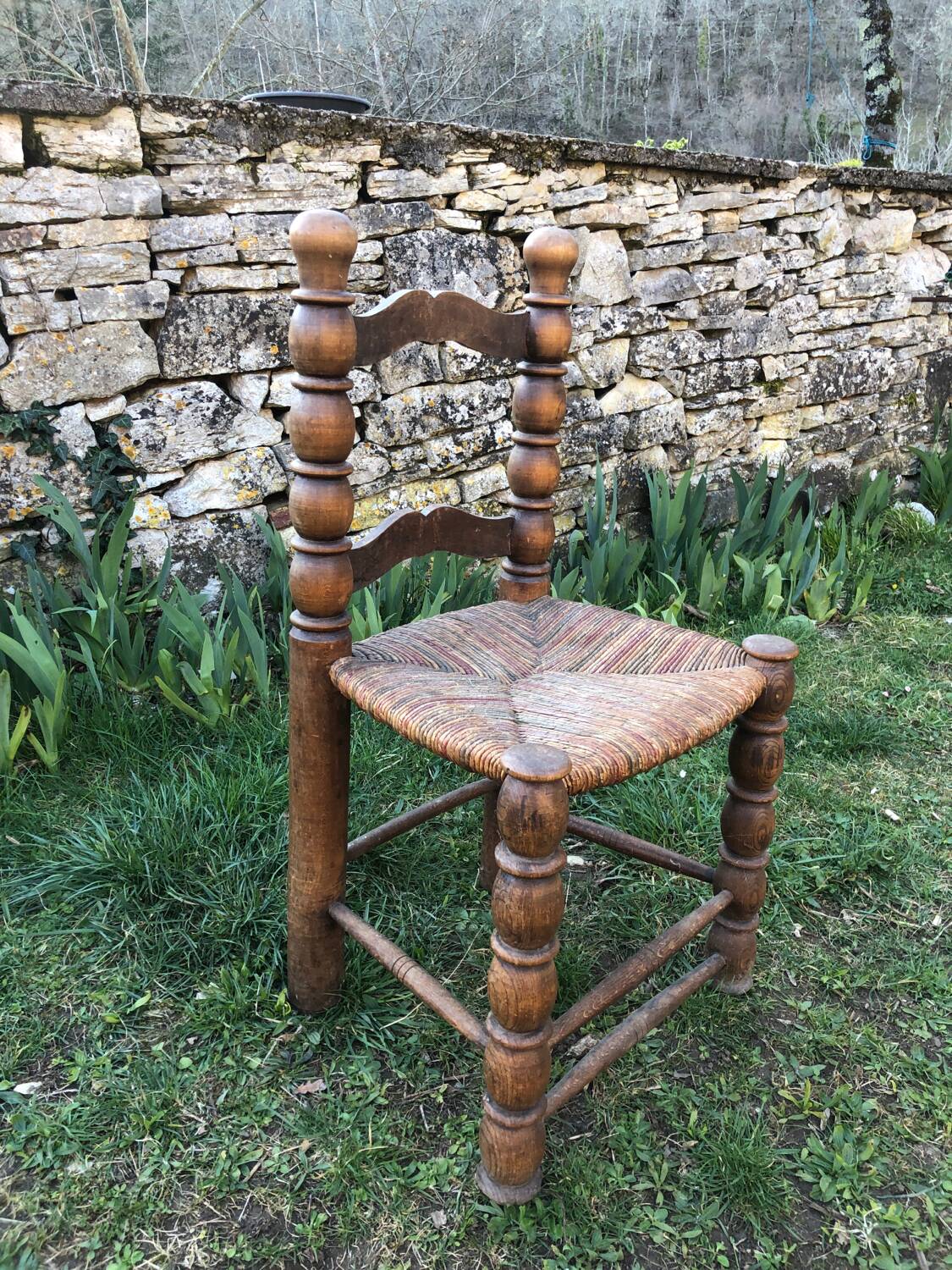 Brutalist straw chair