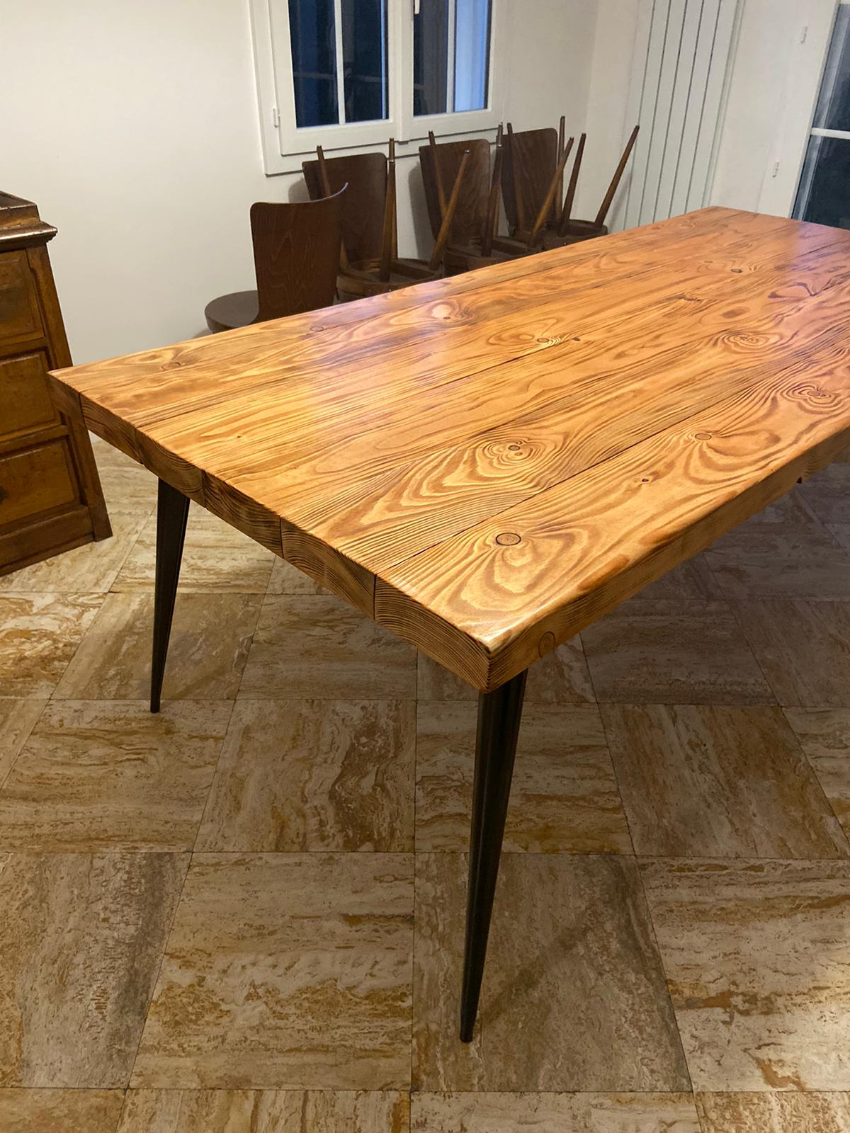 Tolix wood table