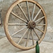 Antique cart wheel wagon wheel XXL oak wood 126 cm