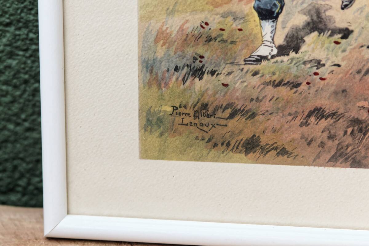 Set of 3 military drawings, watercolor and gouache by Pierre Albert Leroux