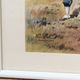 Set of 3 military drawings, watercolor and gouache by Pierre Albert Leroux