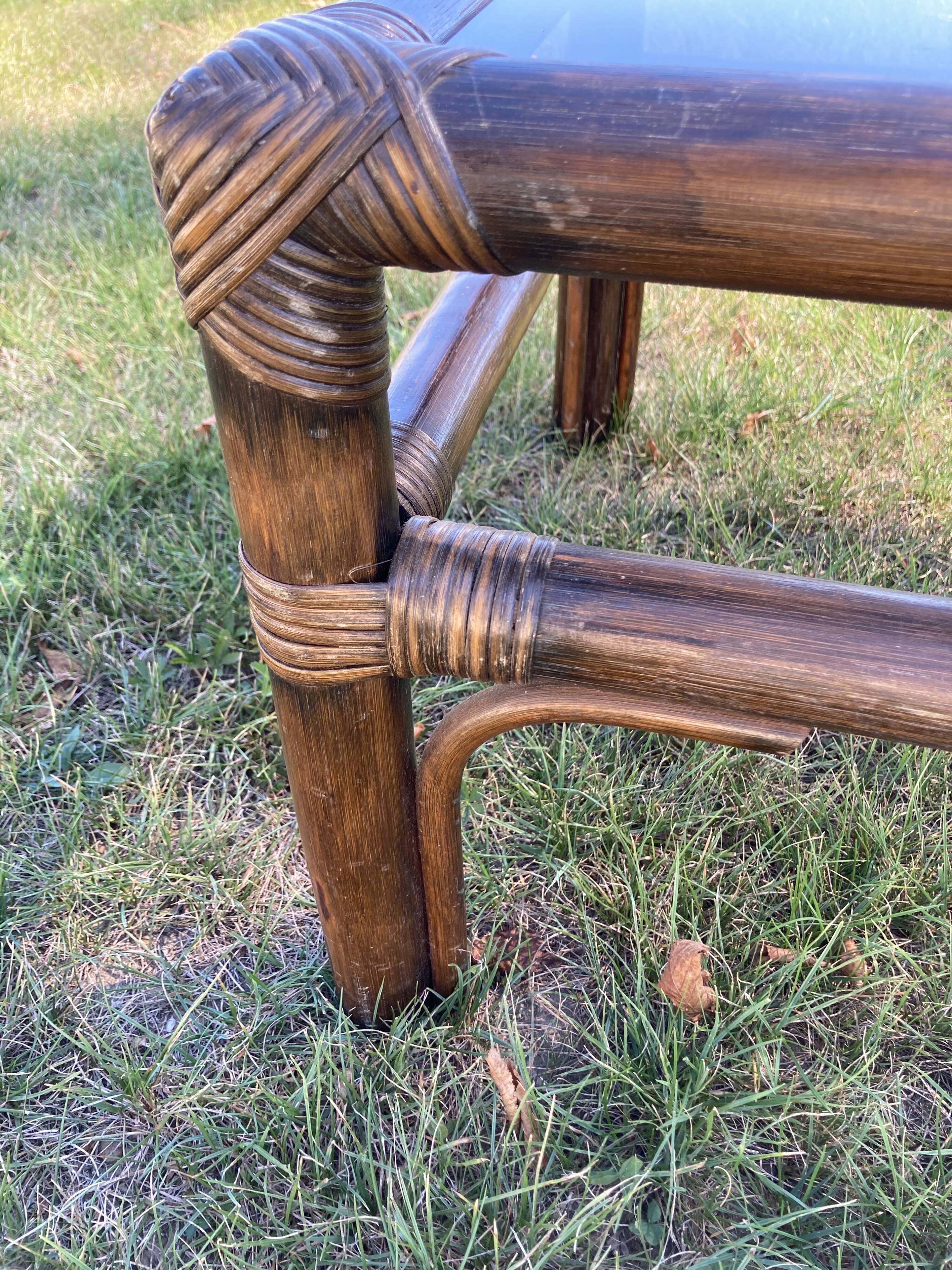 Rattan and bamboo coffee table
