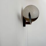 Vintage brass and opaline wall lamp, Arlus, France 1960s