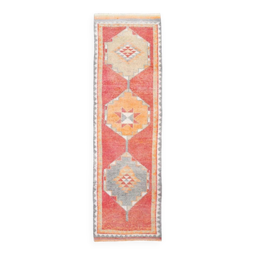 3x11 Muted Color Vintage Wool Runner, Boho Hallway Runner, 86x323Cm