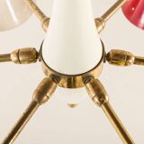 Italian mid-century colourful chandelier attributed to Arredoluce, 1950s