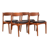 Chaises de salle à manger modèle 49 du milieu du siècle en teck et cuir par Erik Buch pour OD Møbler, années 1960.
