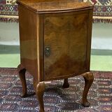 English art deco bedside in walnut magnifying glass