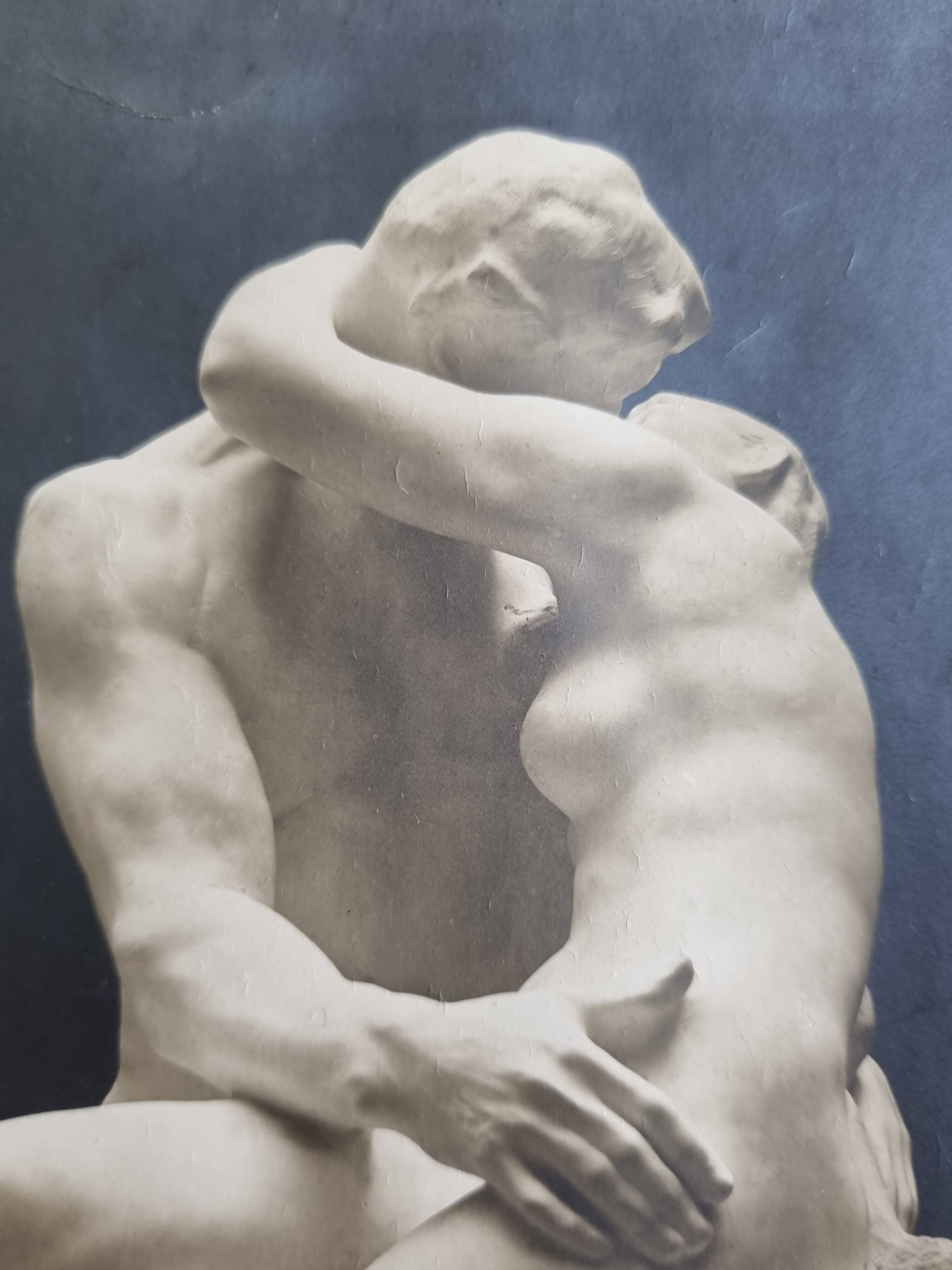 Old silver print, "Rodin's Kiss", 1903, 18 x 24 cm