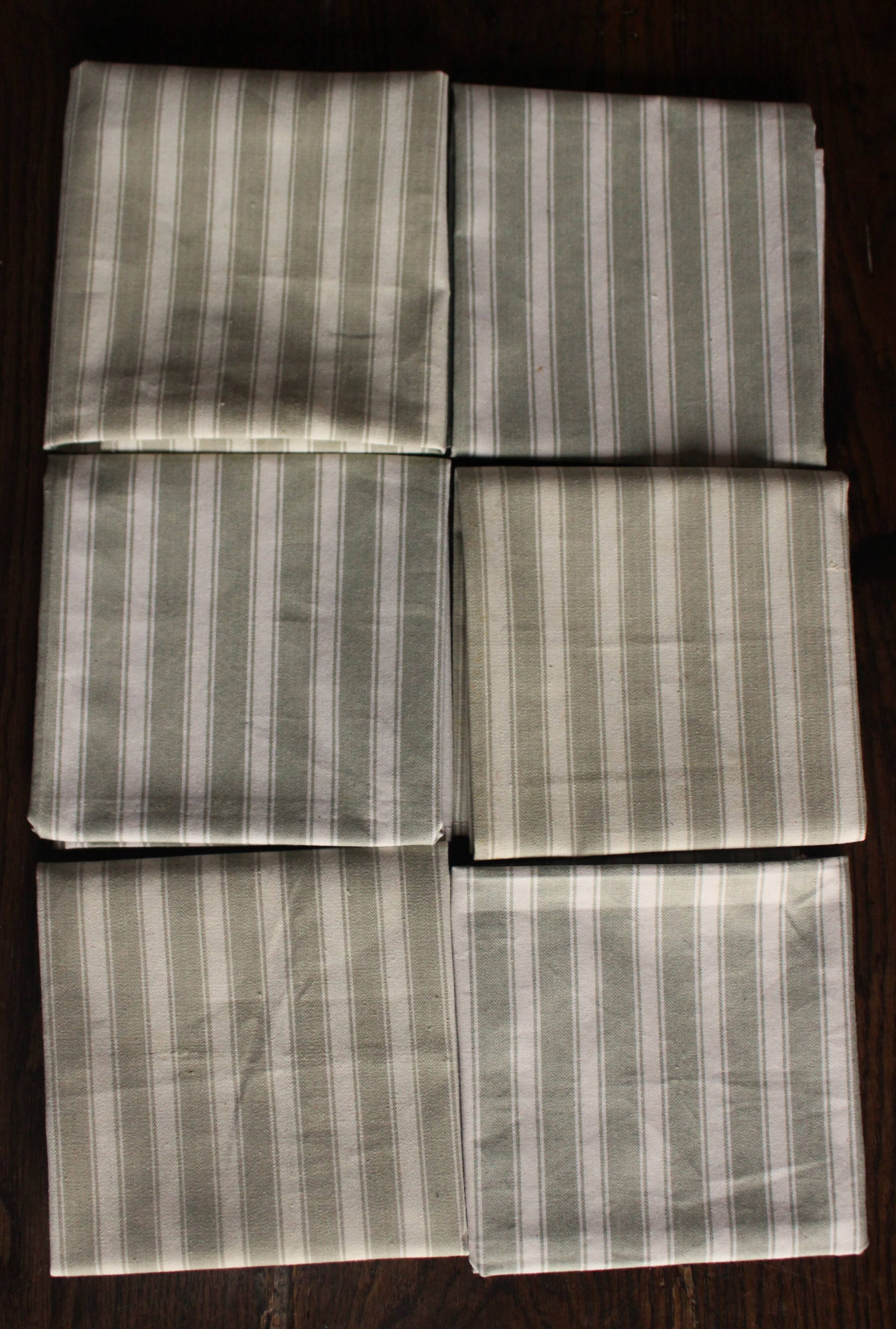 6 vintage striped mattress ticking napkins