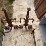 Pair of old wrought iron chenets