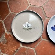 2 grandes assiettes bleues années 70