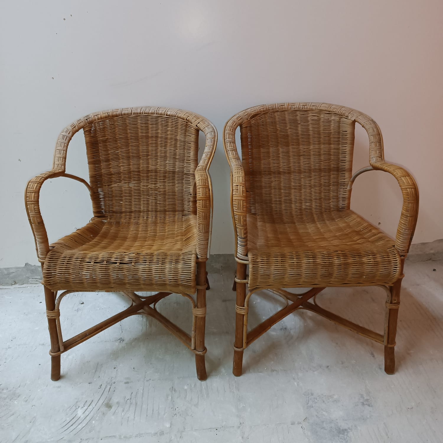 2 rattan armchairs for children