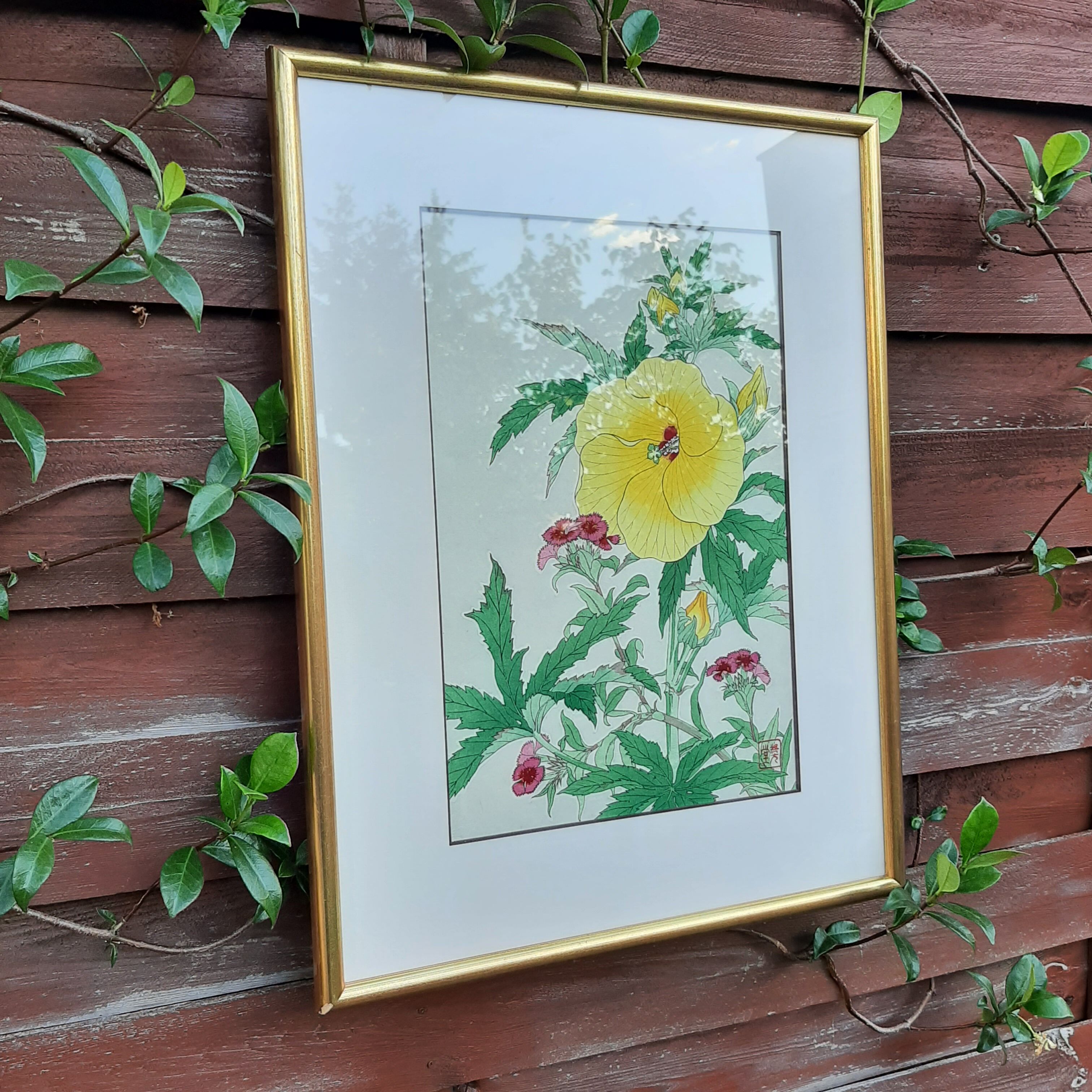 Estampe chinoise fleur jaune