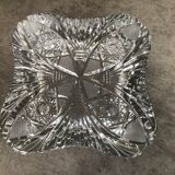 Ashtray crystal cup with patterns of massive square shape 16 cm