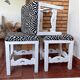 Set of 3 antique solid wood stools restored