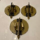 Italian Smoked Cut Glass Wall Lights, Set of 3