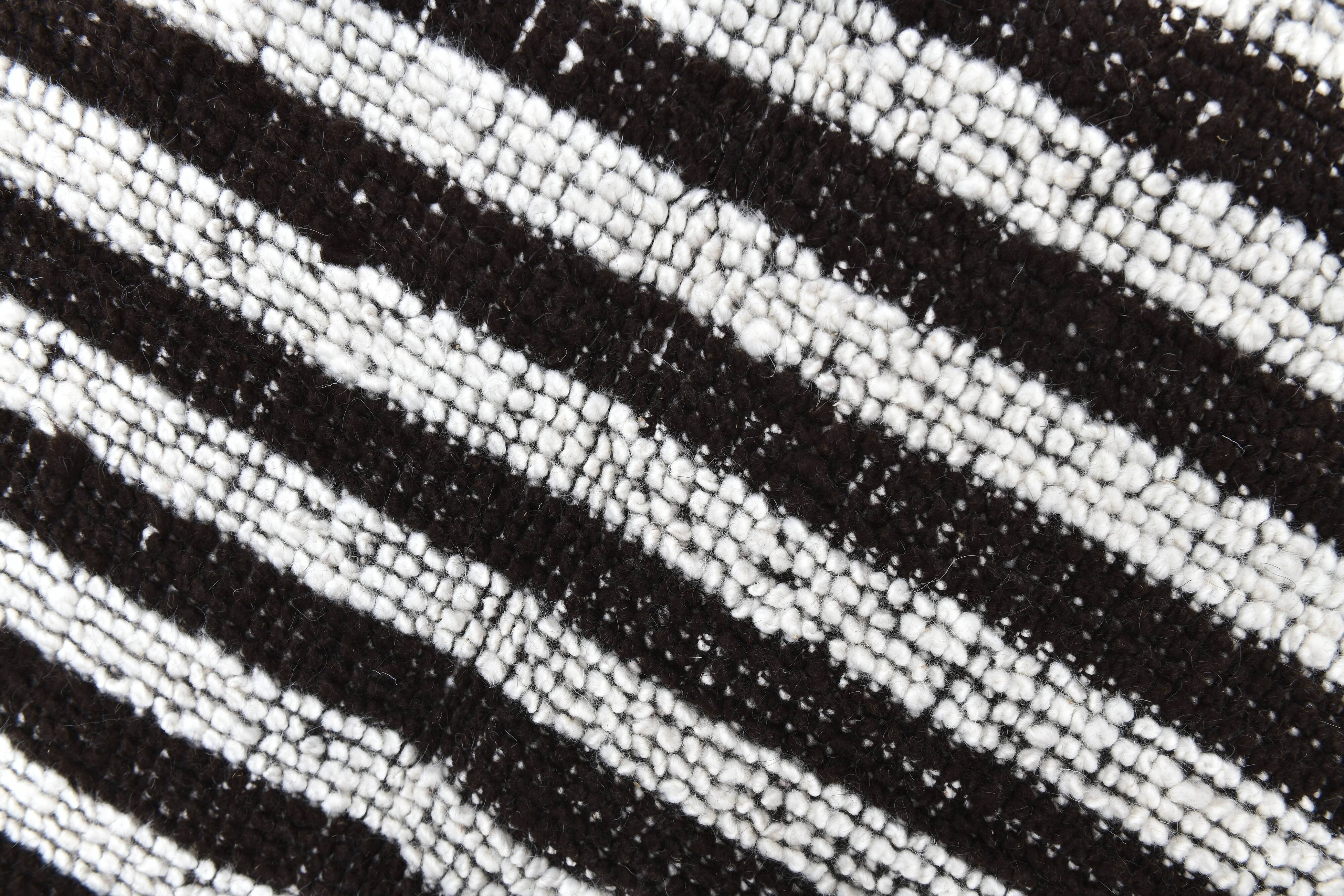 7x10 Chunky Wool Striped Handmade Rug, 206x295Cm