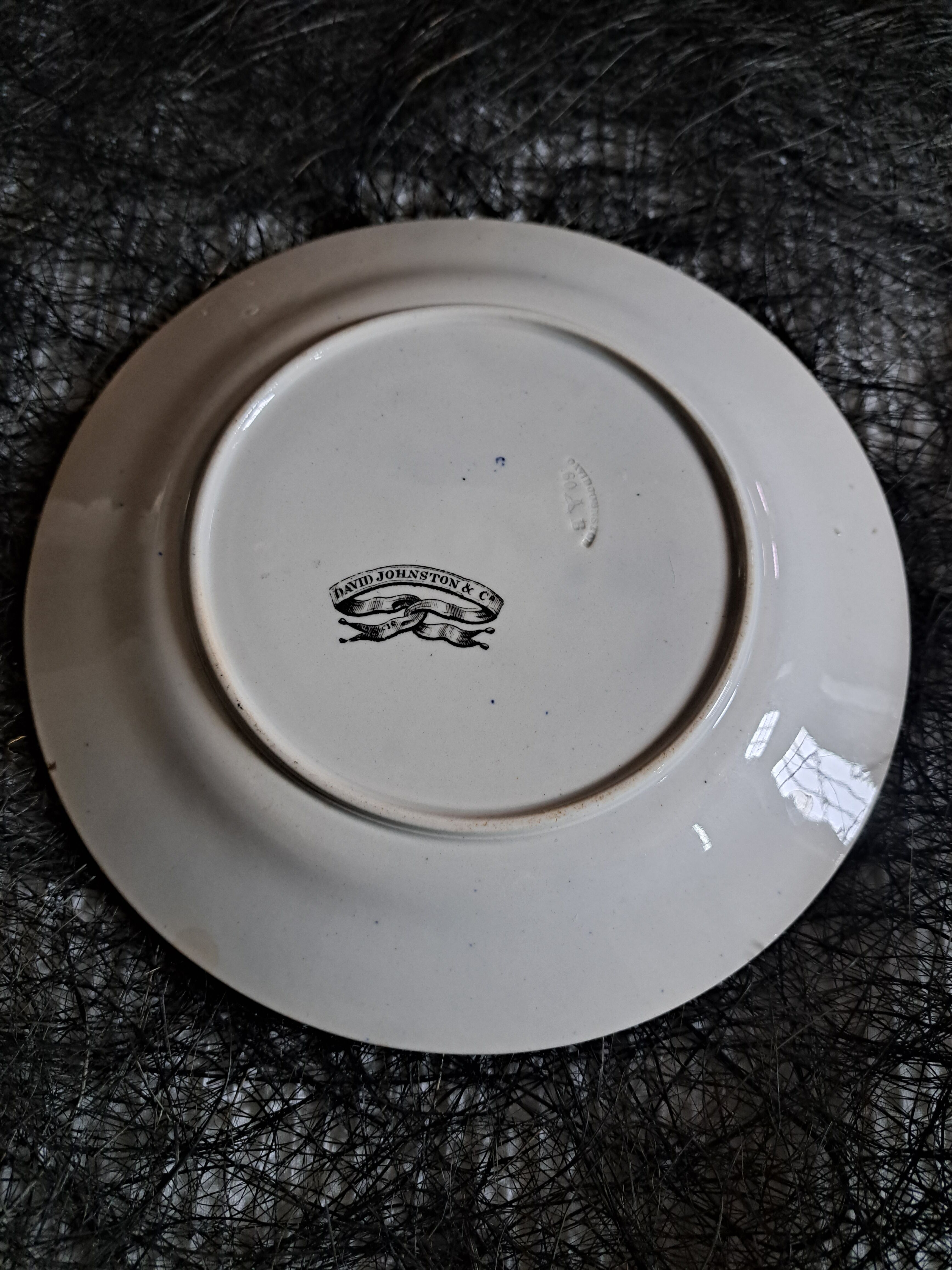 Plate David Johnston oriental décor monochrome black J. Vieillard Bordeaux