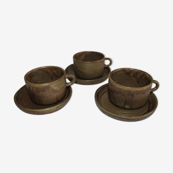 Lot of 3 coffee cups or sandstone tea