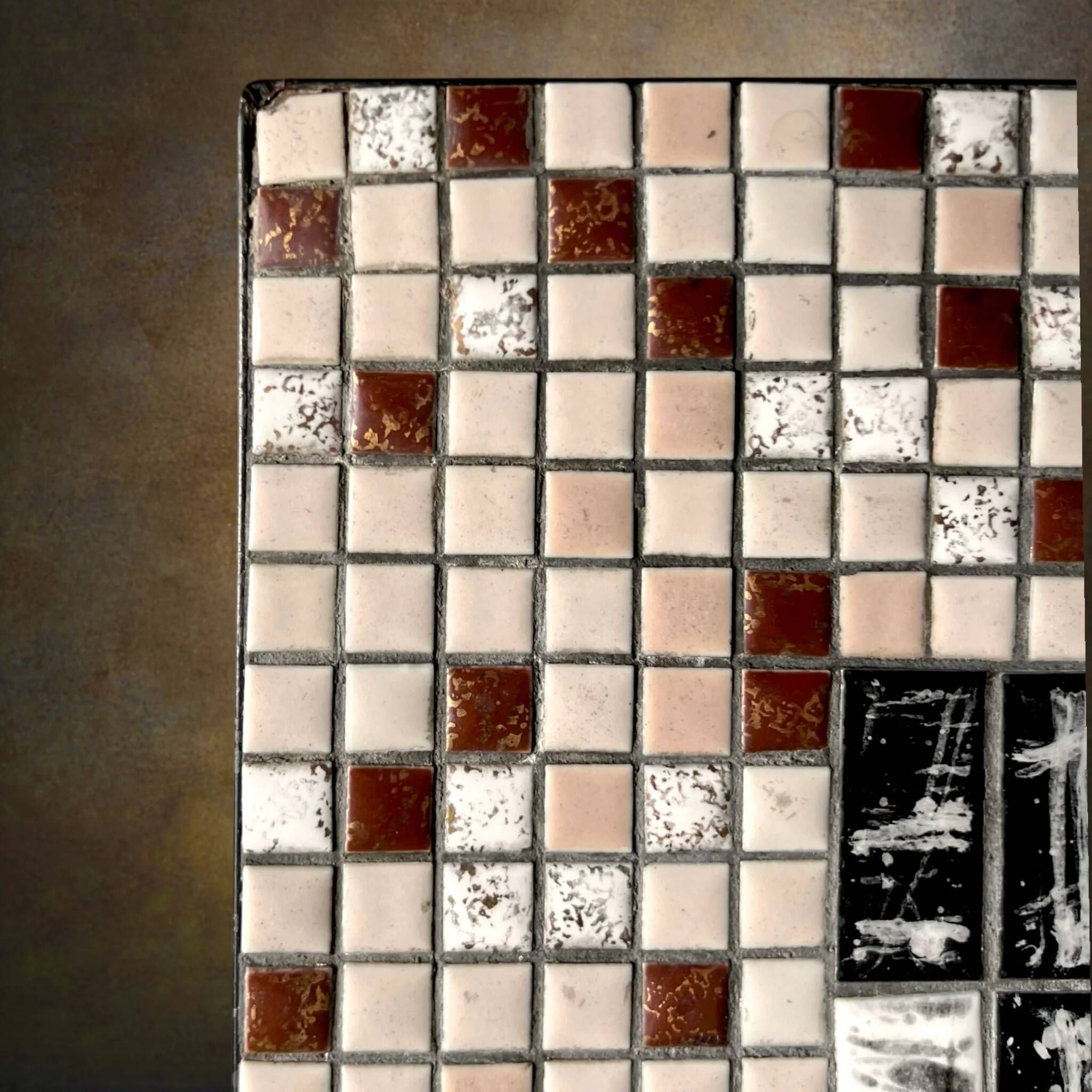 Small side table in wrought iron and ceramic mosaic – 1950s-1960s