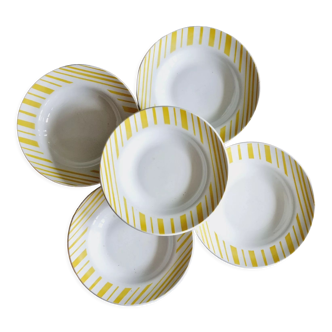 Set of 5 soup plates FB Badonviller