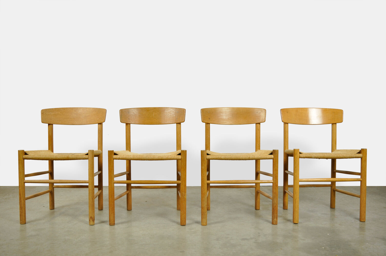 Set of four original oak dining chairs, model J39, by Børge Mogensen for F.D.B. Mobler, Denmark 1960