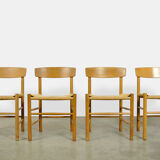 Set of four original oak dining chairs, model J39, by Børge Mogensen for F.D.B. Mobler, Denmark 1960