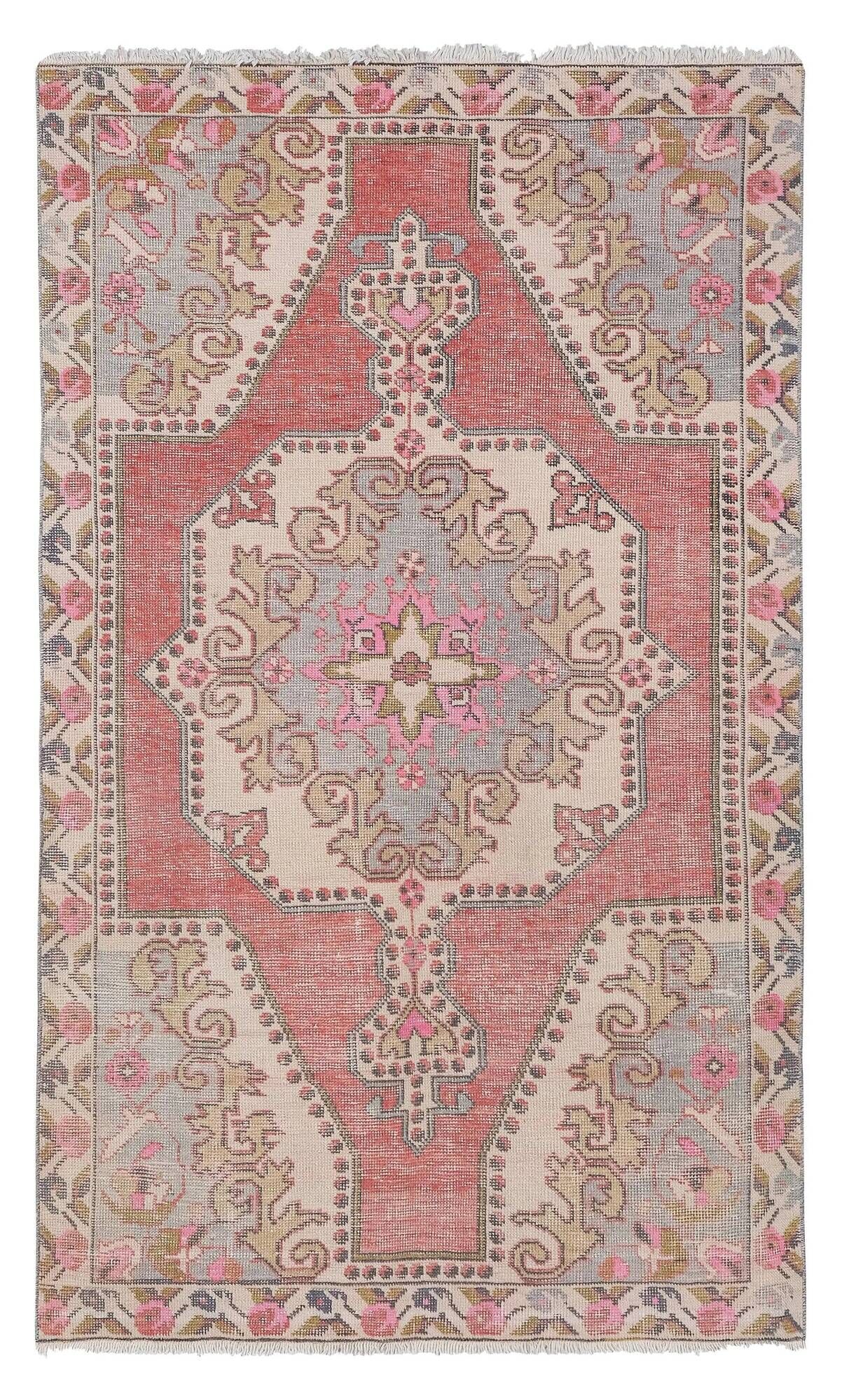 Vintage Turkish handmade rug 129x213 cm