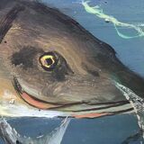 Congolese School Aquatic fauna Oil on canvas signed
