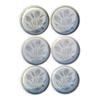 6 assiettes plates vintage, Chardons